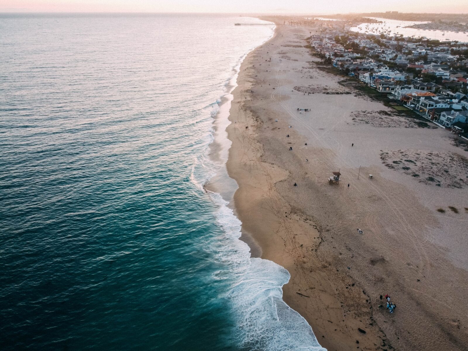 The city of Corona del Mar and the beach photographed from above