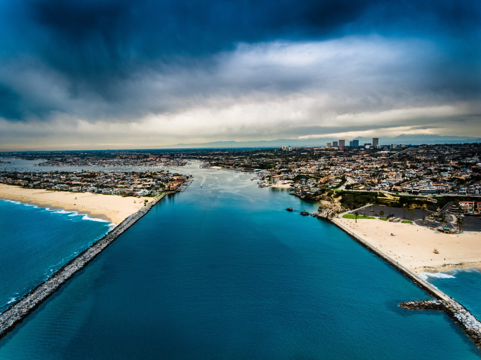 Aerial view of corona del mar and the jetty