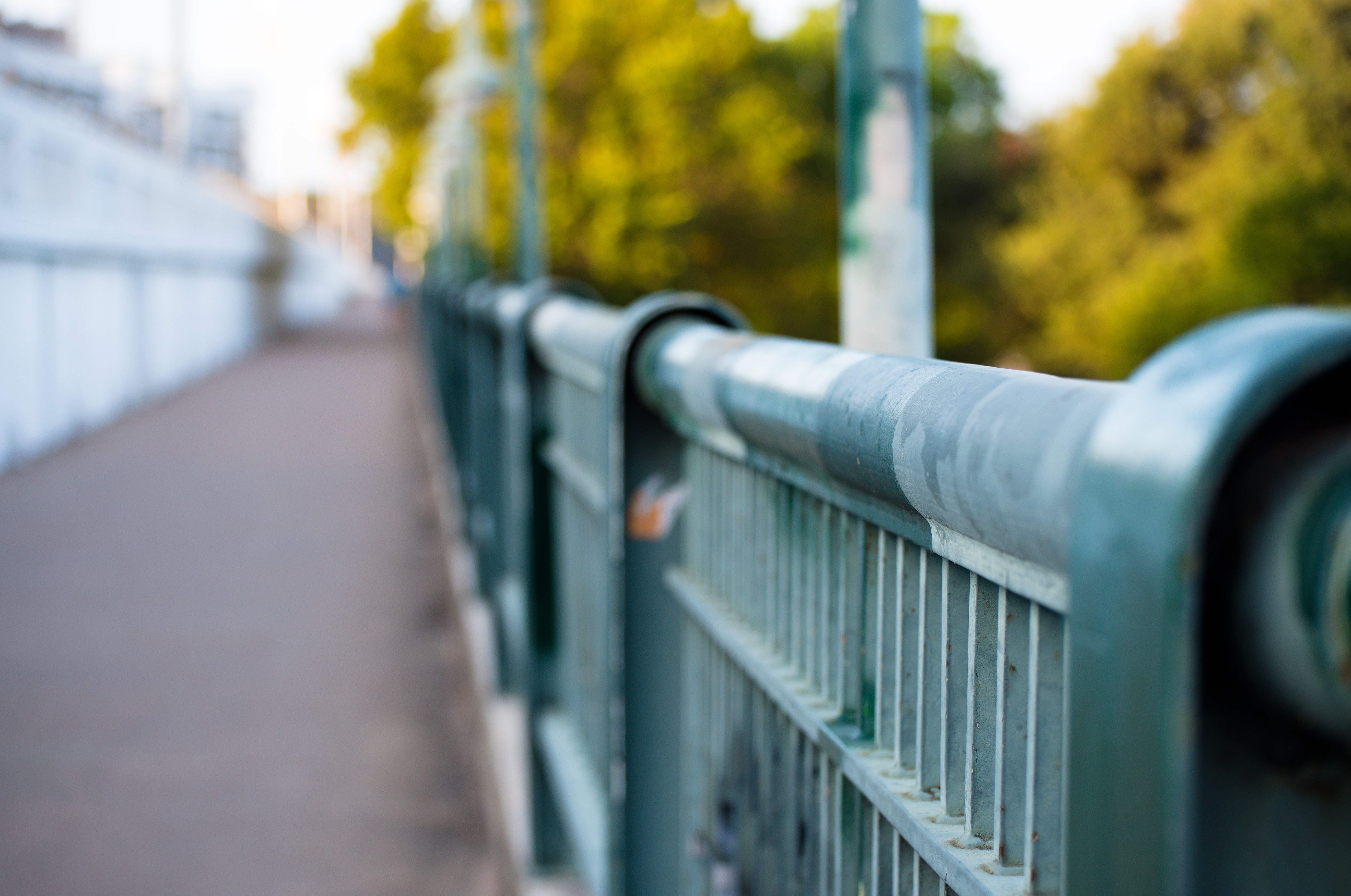 Closeup of handrails on a bridge