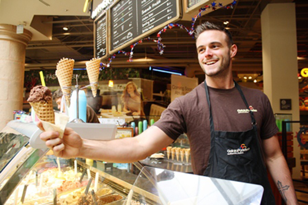 The artisanal gelato is hand-made in small batches