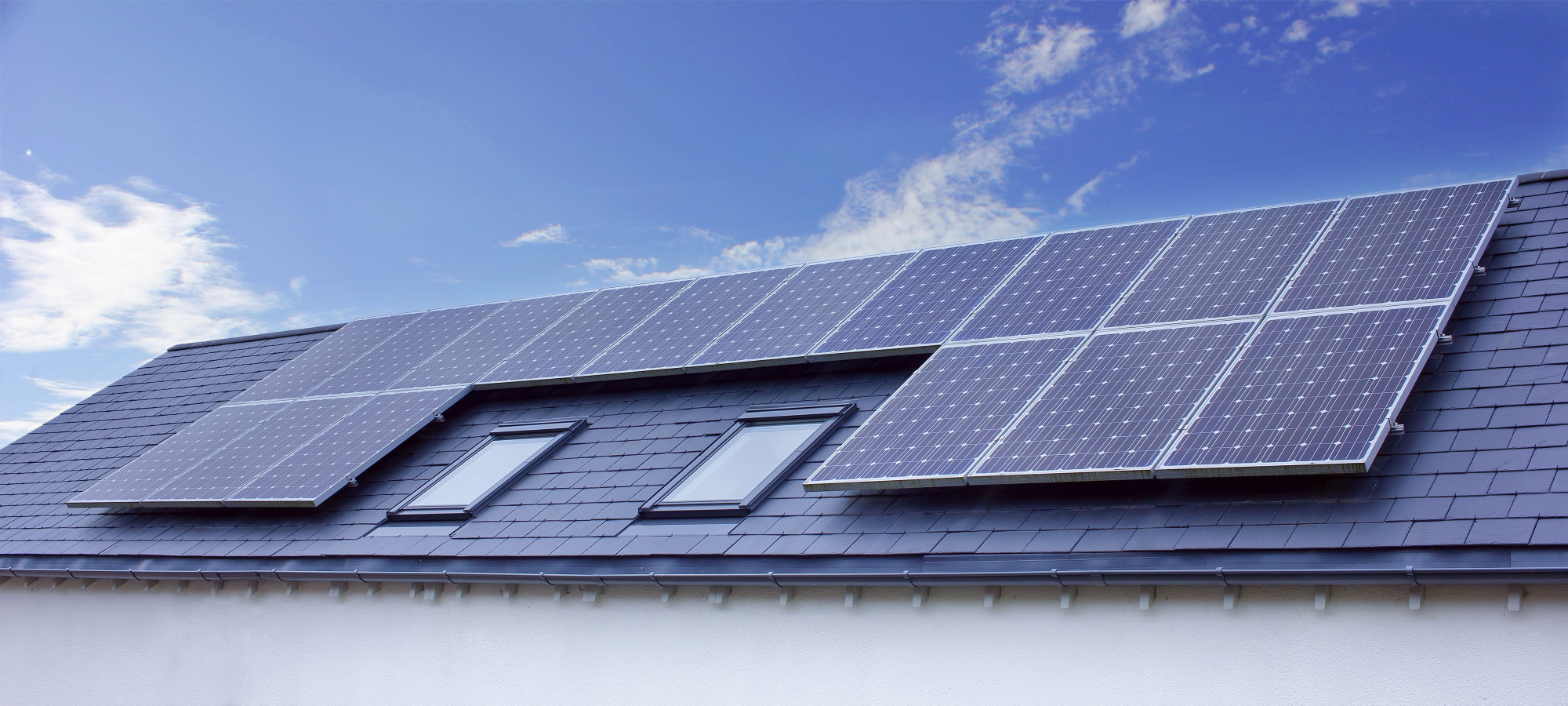 Solar Panels On House Roof. Su