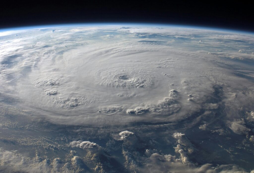 Satellite image of a massive hurricane over the ocean