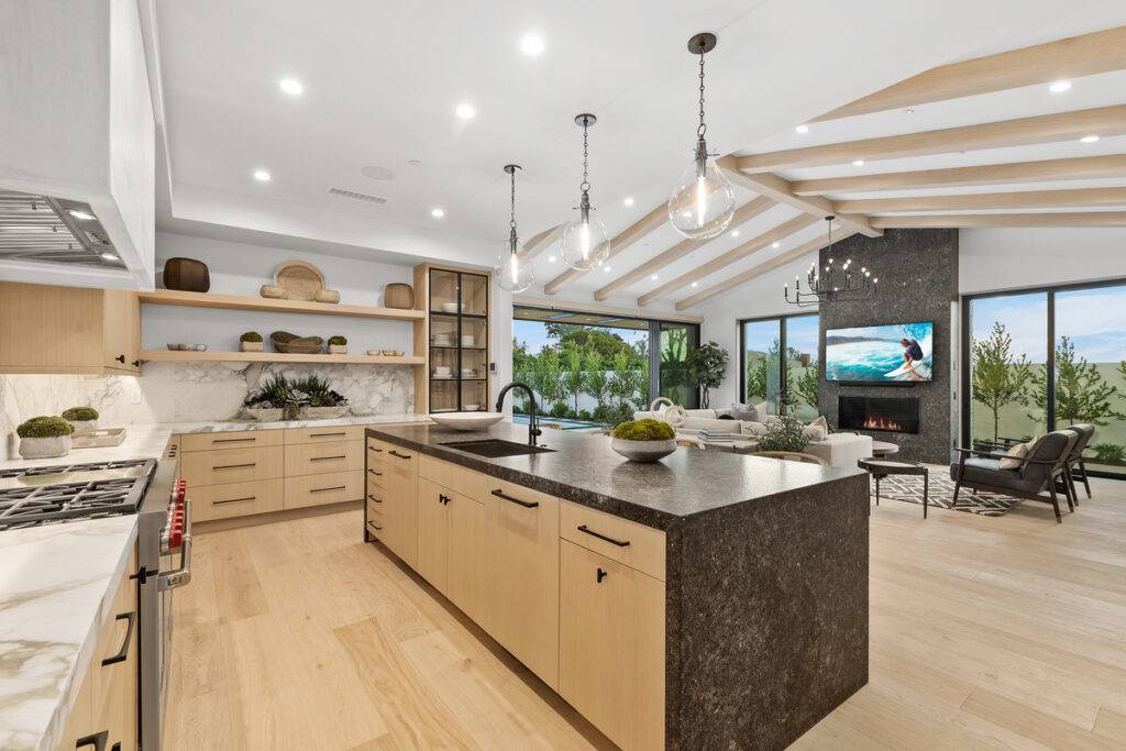 Another view of the living area with luxury kitchen and open concept in Corona del Mar real estate listing