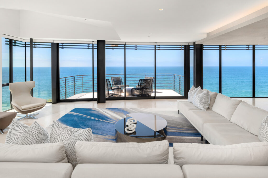 Ocean views from Laguna Beach luxury home living room