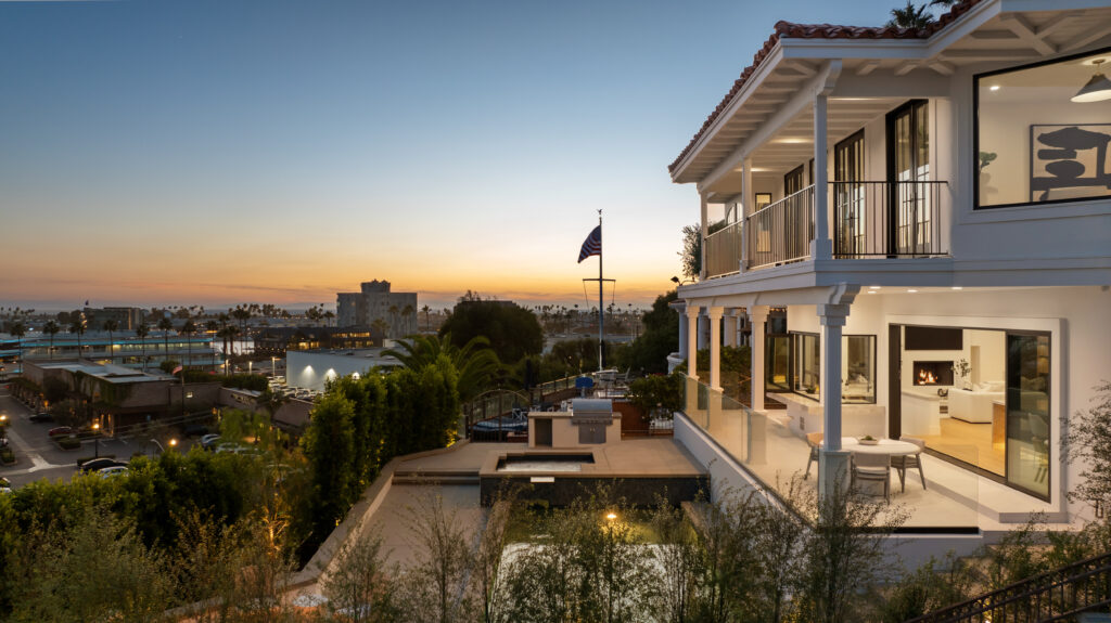 Backyard and views above Newport Beach from luxury property sold by top local best Realtor agents Andy Stavros group