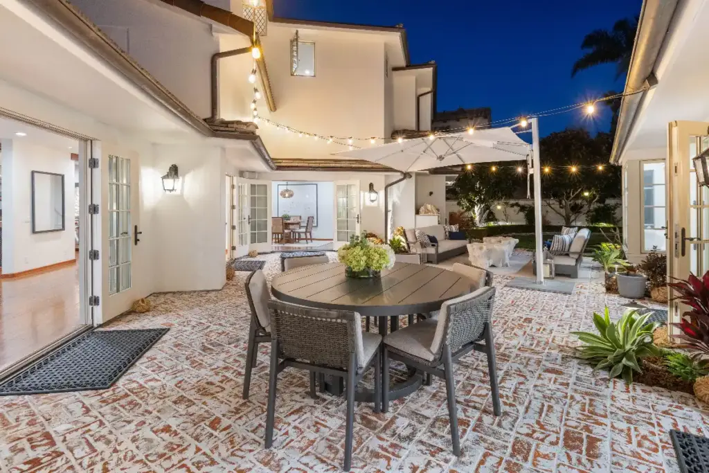 Private outdoor living area of a luxury property sold by the best real estate agents in Orange County