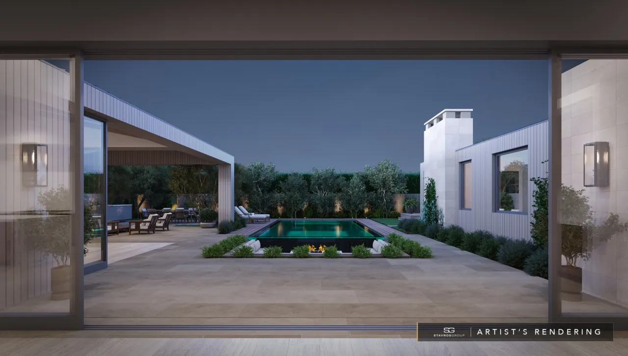 144 Monarch Bay Drive, rendering of the approved design by Brandon Architects, rear patio view