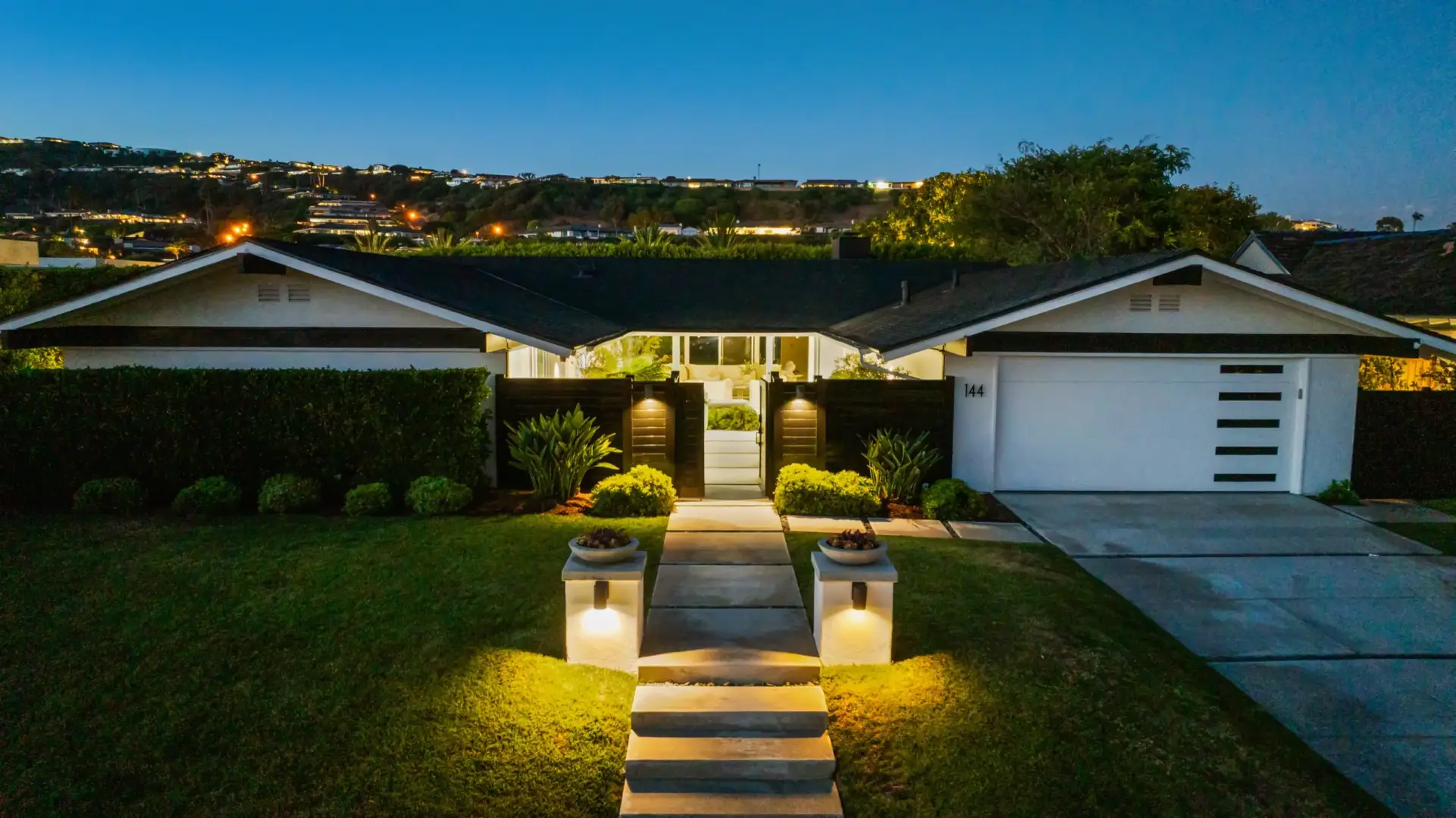 144 Monarch Bay Drive twilight entry